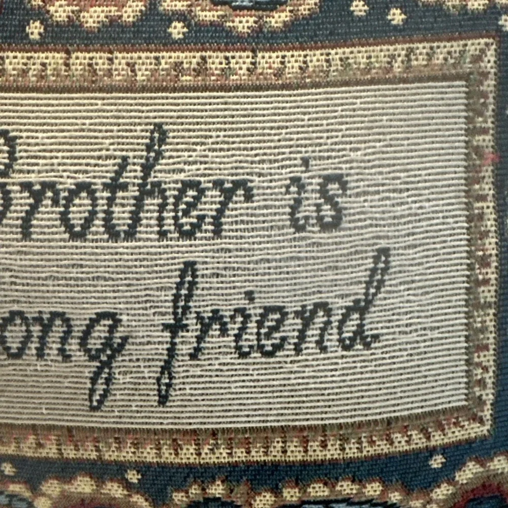 Vintage Needle Point Small  Paisley‎ Pillow A Brother is a Lifelong Friend 9x12